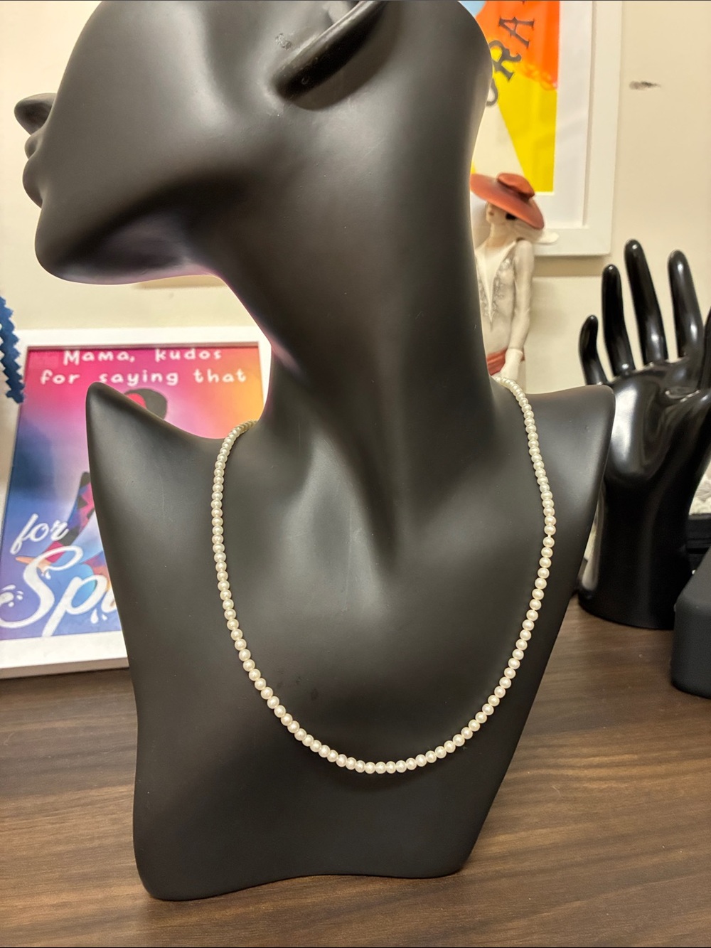 Vintage 90s Faye Sterling Silver Pearl Necklace Quiet Luxury Preppy Old Money